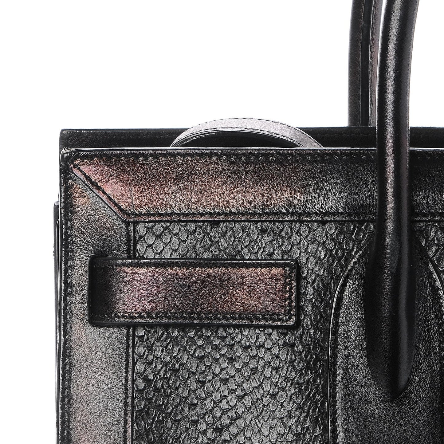 Python Calfskin Embossed Small Sac de Jour Black