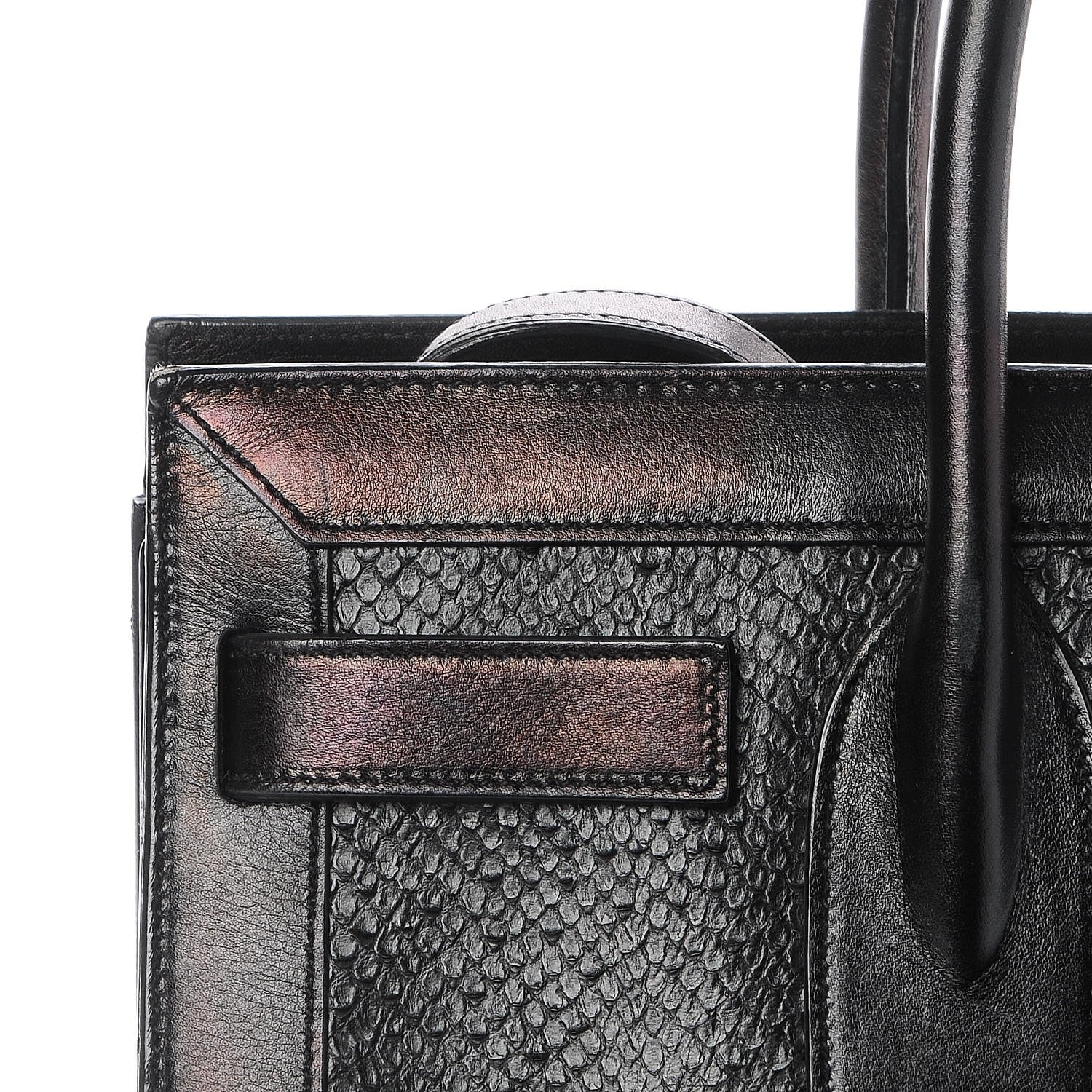 Saint Laurent Python Calfskin Embossed Small Sac de Jour Black 9 of 12