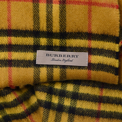 Burberry Cashmere Tonal Vintage Check Fringe Scarf Vibrant Yellow 5 of 5