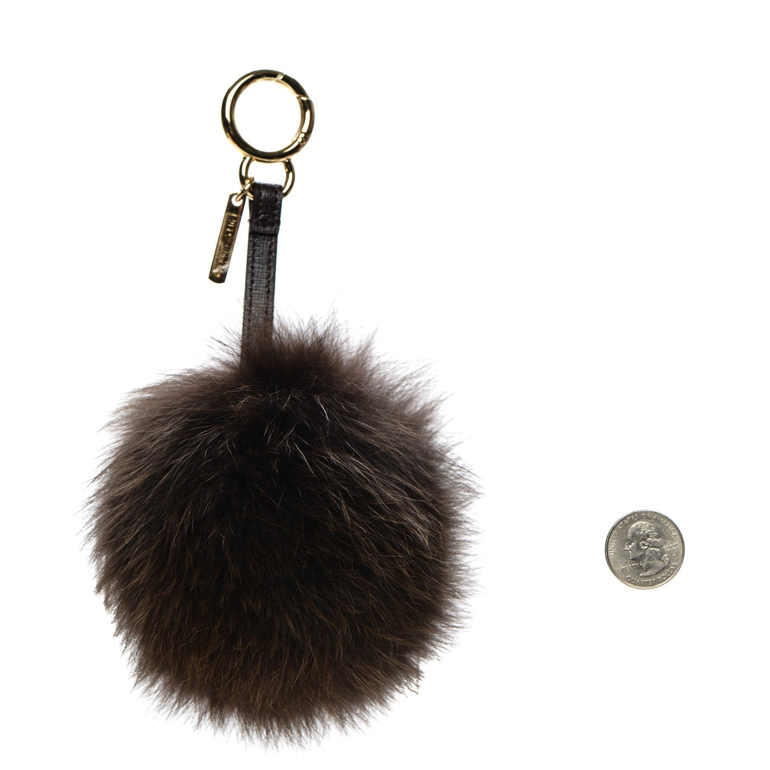 Fendi Fox Fur Vitello Elite Pom Pom Bag Charm Moro 2 of 4