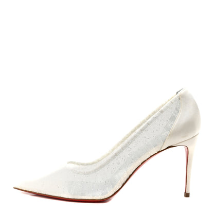 Christian Louboutin Tulle Glitter Satin Kate Draperia 85 Pumps 40.5 White 1 of 7