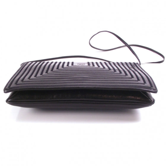 Leather Flap Cross Body Bag Black