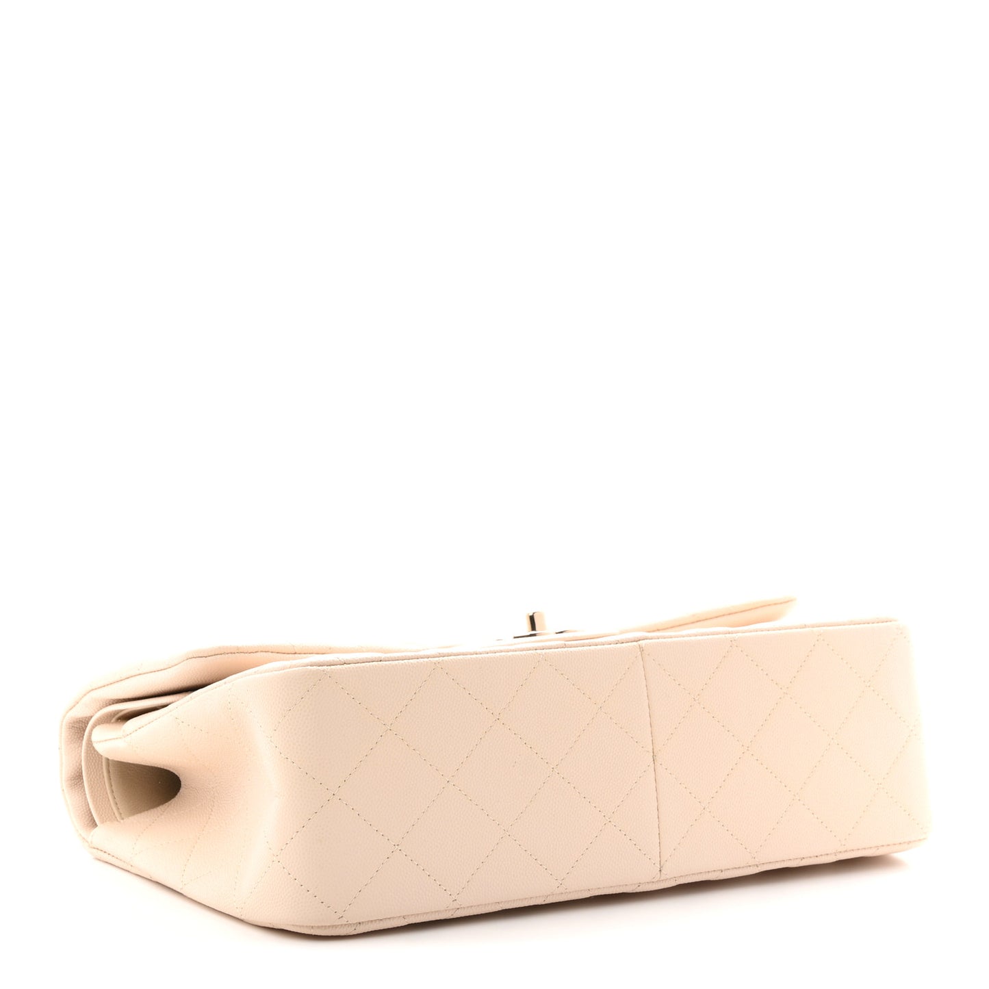 Caviar Quilted Jumbo Double Flap Light Beige