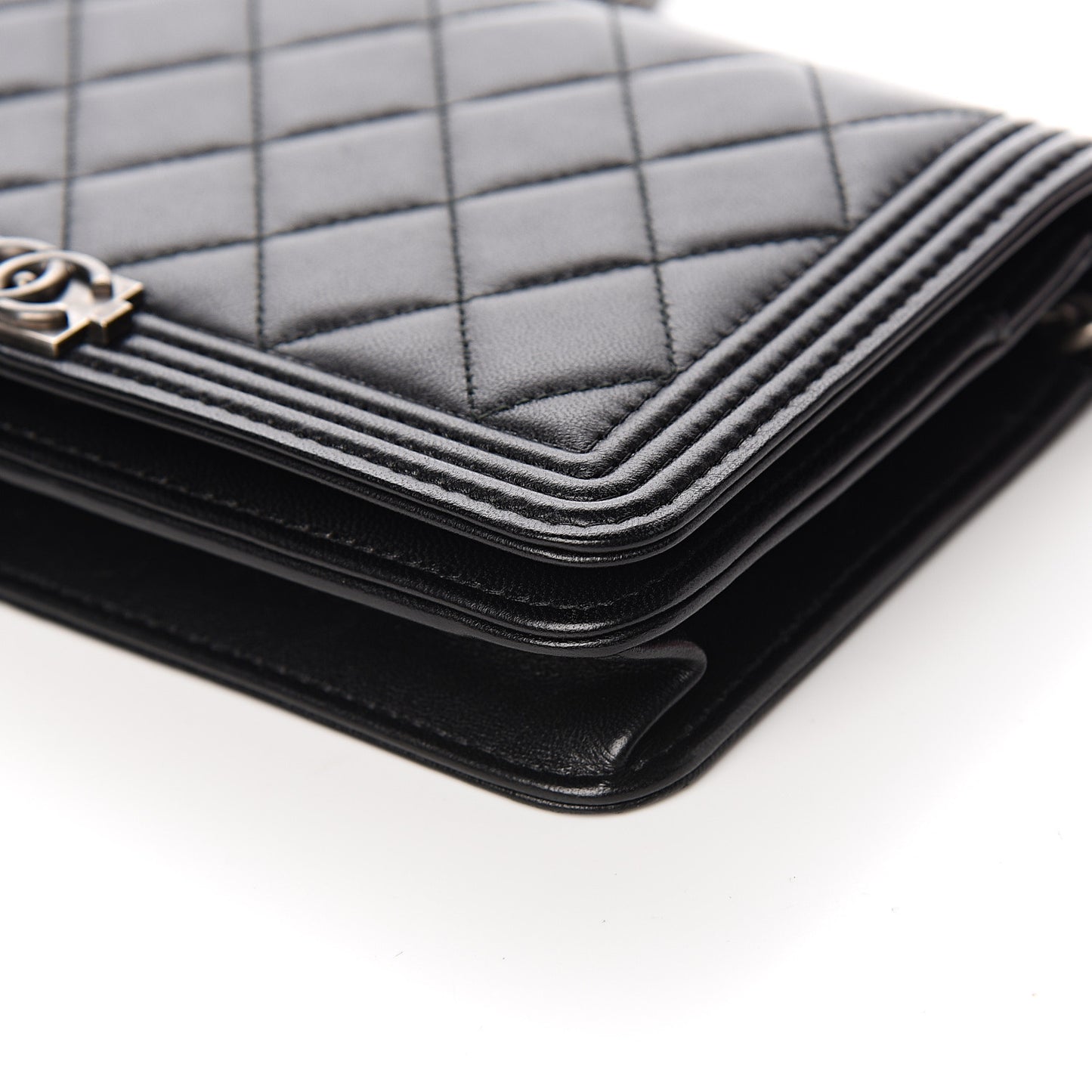 Lambskin Quilted Boy Wallet On Chain WOC Black