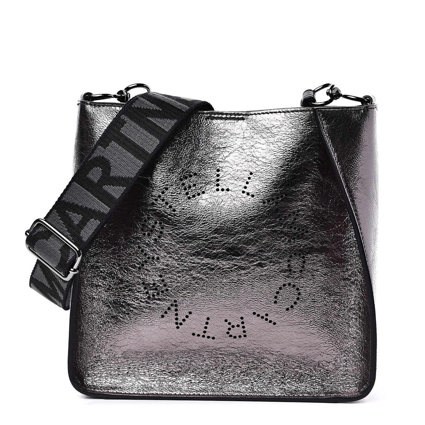 Metallic Eco Alter Nappa Perforated Logo Mini Crossbody Silver