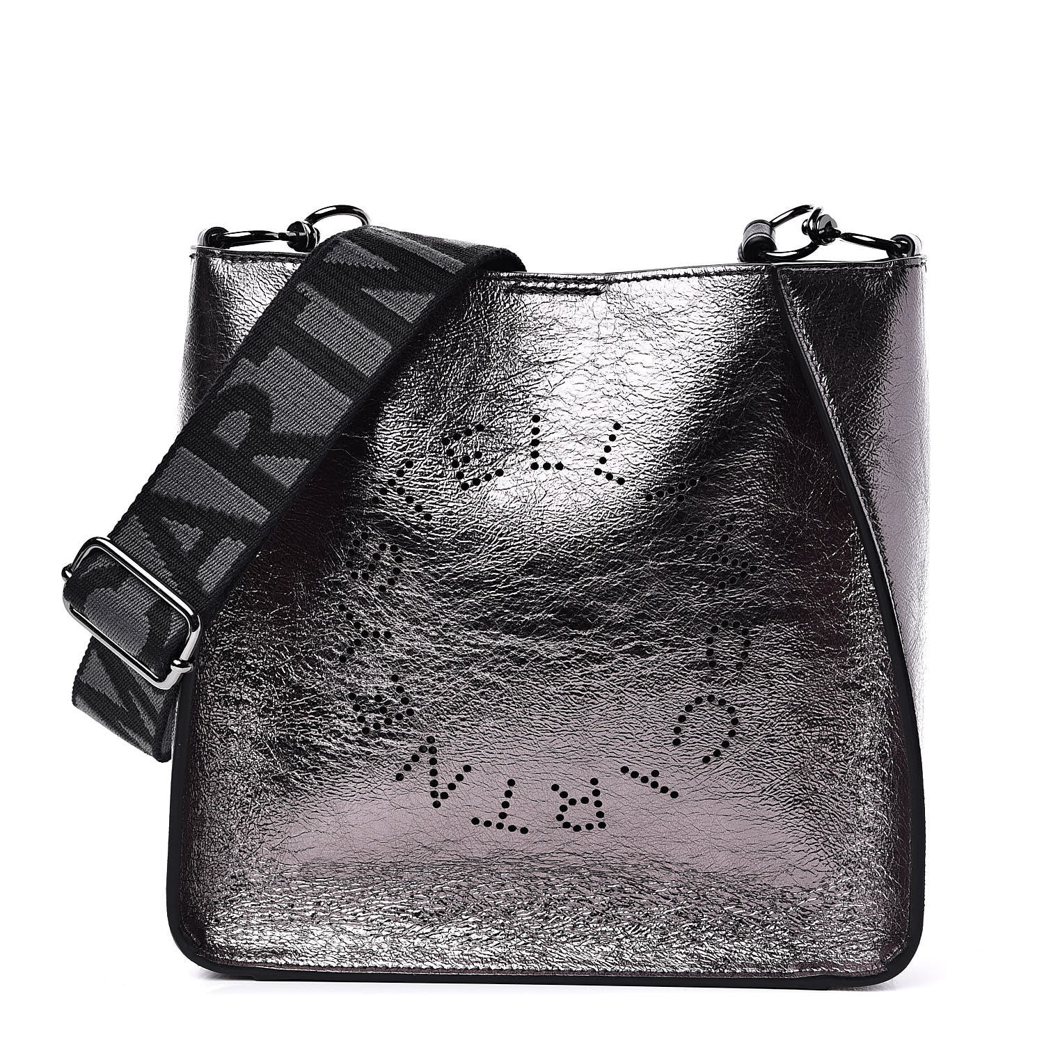 Stella McCartney Metallic Eco Alter Nappa Perforated Logo Mini Crossbody Silver 1 of 8