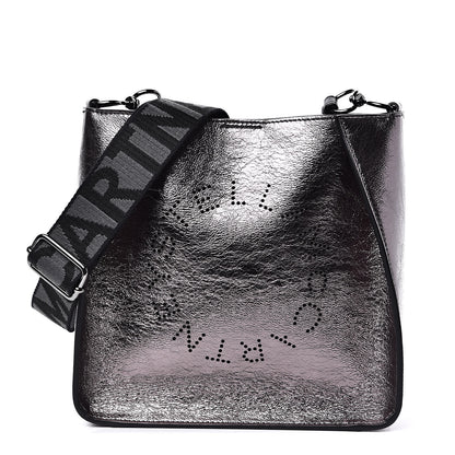 Stella McCartney Metallic Eco Alter Nappa Perforated Logo Mini Crossbody Silver 1 of 8