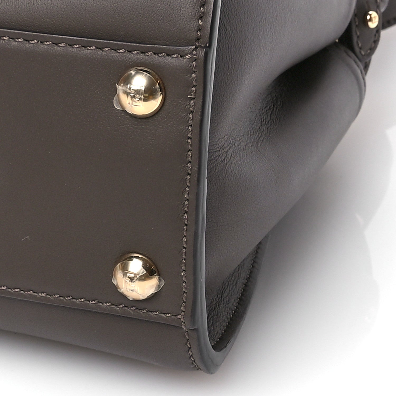 Fendi Vitello Seta Suede FF Mini Peekaboo Iconic Satchel Chocolate Sigaro Marrone 11 of 12