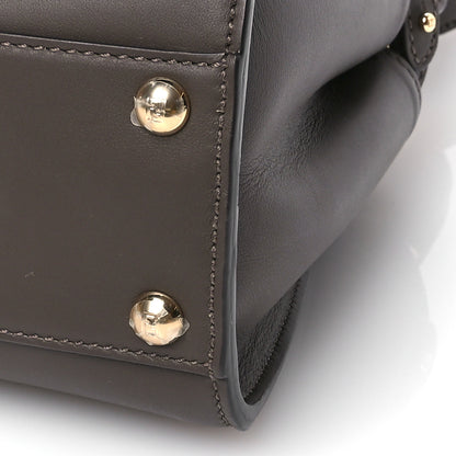 Fendi Vitello Seta Suede FF Mini Peekaboo Iconic Satchel Chocolate Sigaro Marrone 11 of 12