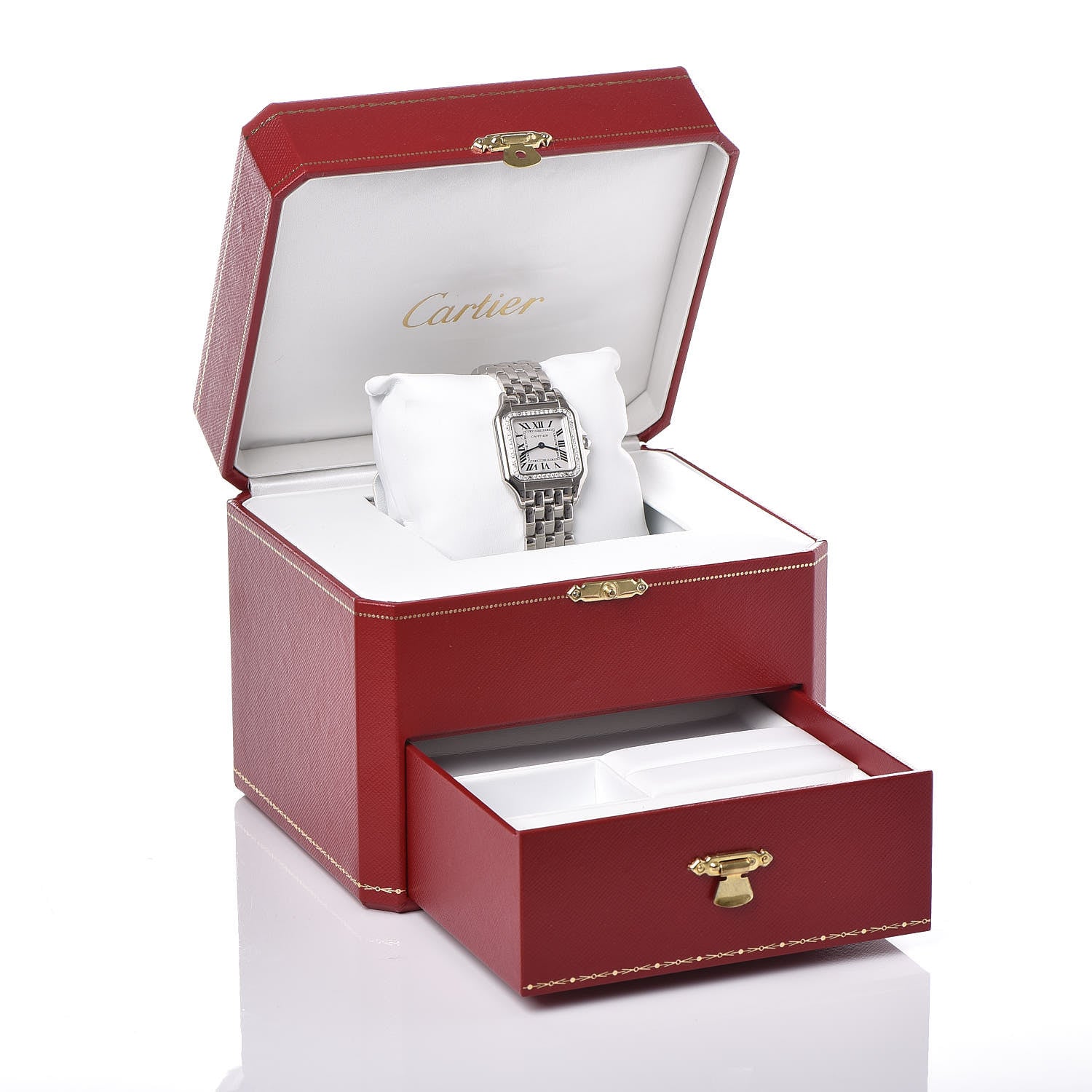 Cartier 18K White Gold Diamond 27mm Panthere Quartz Watch 7 of 9
