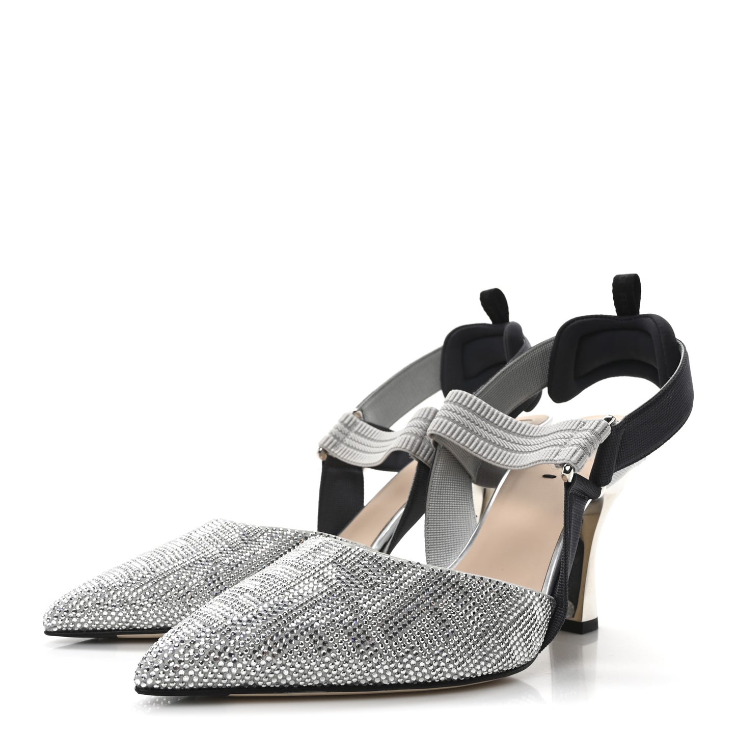 Colibri Crystal FF Sporty 85mm Slingback Pumps 40 Silver