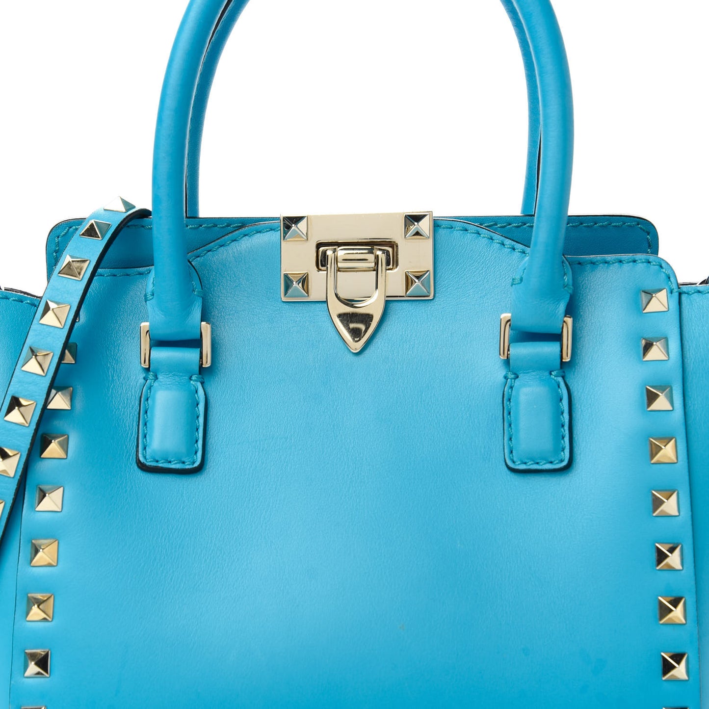 Vitello Mini Rockstud Double Handle Tote Parrot
