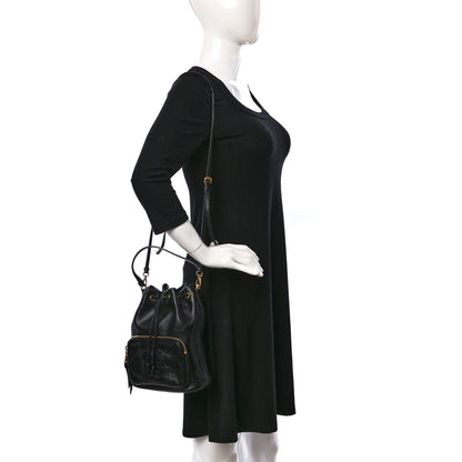 Prada Glace Calfskin Embossed Secchiello Bucket Bag Black 2 of 11