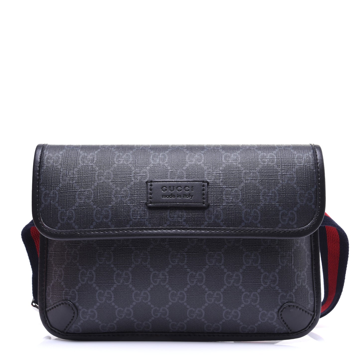 GG Supreme Monogram Web Slim Belt Bag Black Grey