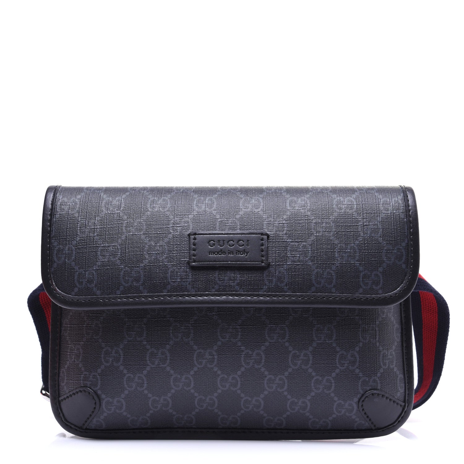 Gucci GG Supreme Monogram Web Slim Belt Bag Black Grey 1 of 11
