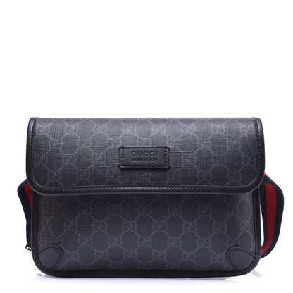 Gucci GG Supreme Monogram Web Slim Belt Bag Black Grey 1 of 11