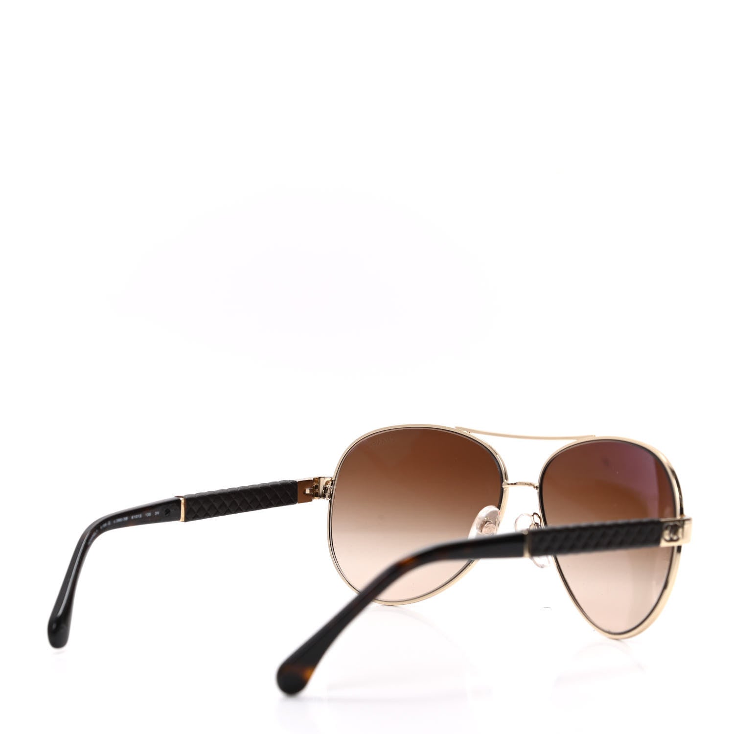 Chanel Lambskin Quilted CC Aviator Sunglasses 4195-Q Brown Gold 4 of 8