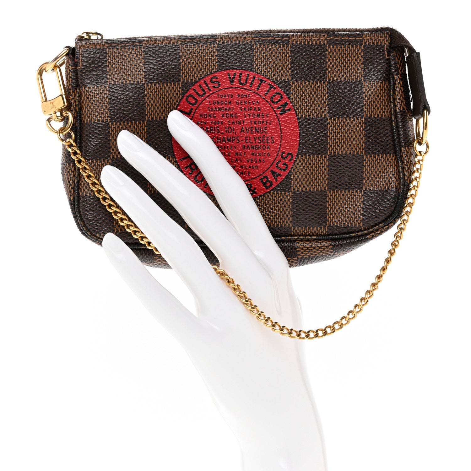 Louis Vuitton Damier Ebene Complice Trunks and Bags Mini Pochette Accessories Red 2 of 8