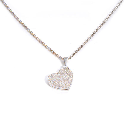 Louis Vuitton 18K Small White Gold And Diamonds Heart Pendant 1 of 7