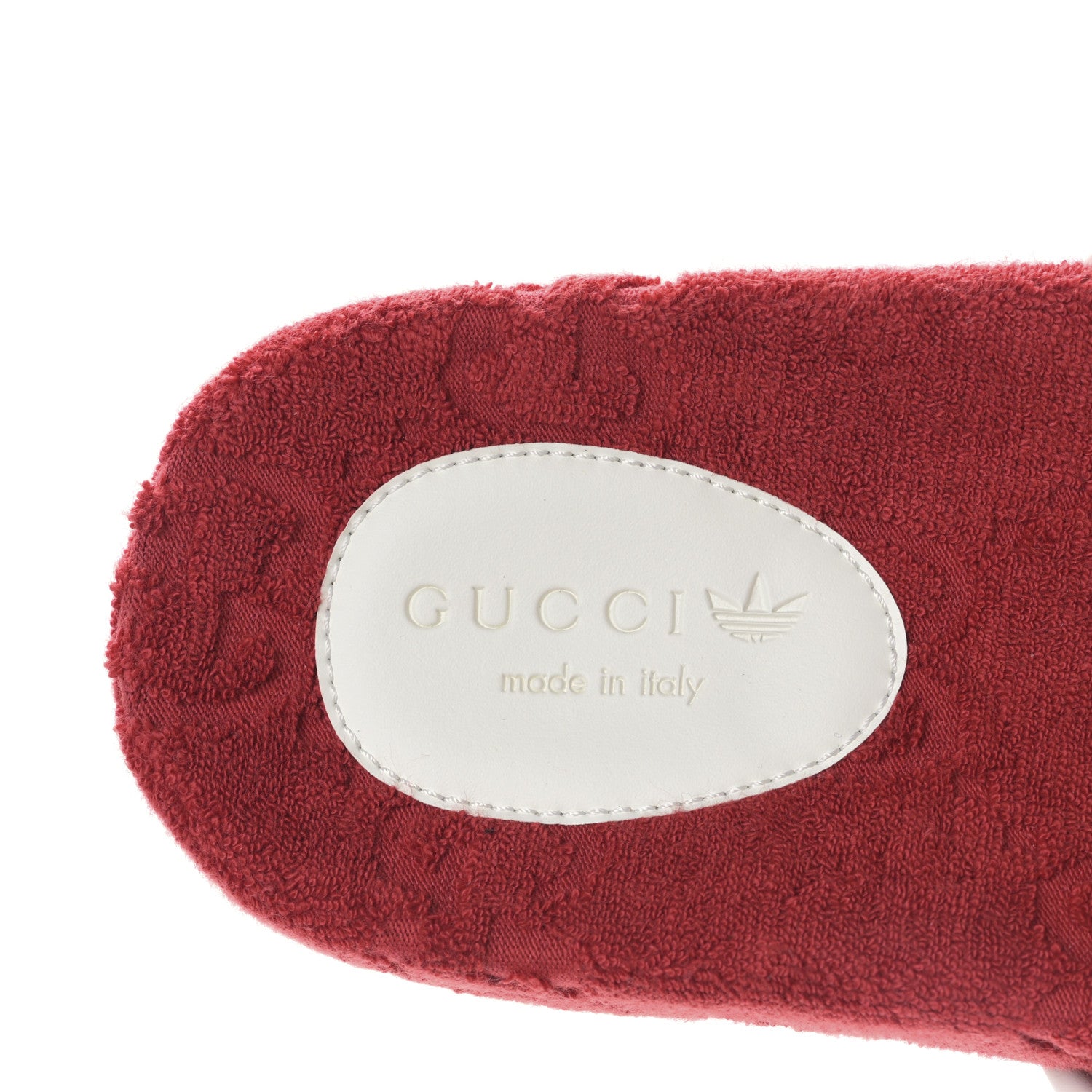 Gucci X ADIDAS Terry Cloth Trefoil GG Monogram Mens Platform Sandals 40 Maple Red Off White 7 of 7