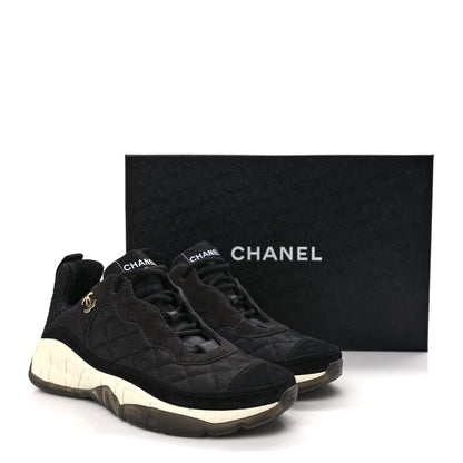 Chanel Mesh Suede Calfskin Quilted Sneakers 37 Black Dark Grey 9 of 9