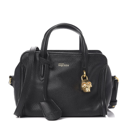 Alexander McQueen Pebbled Calfskin Mini Skull Padlock Zip Around Tote Black 1 of 20