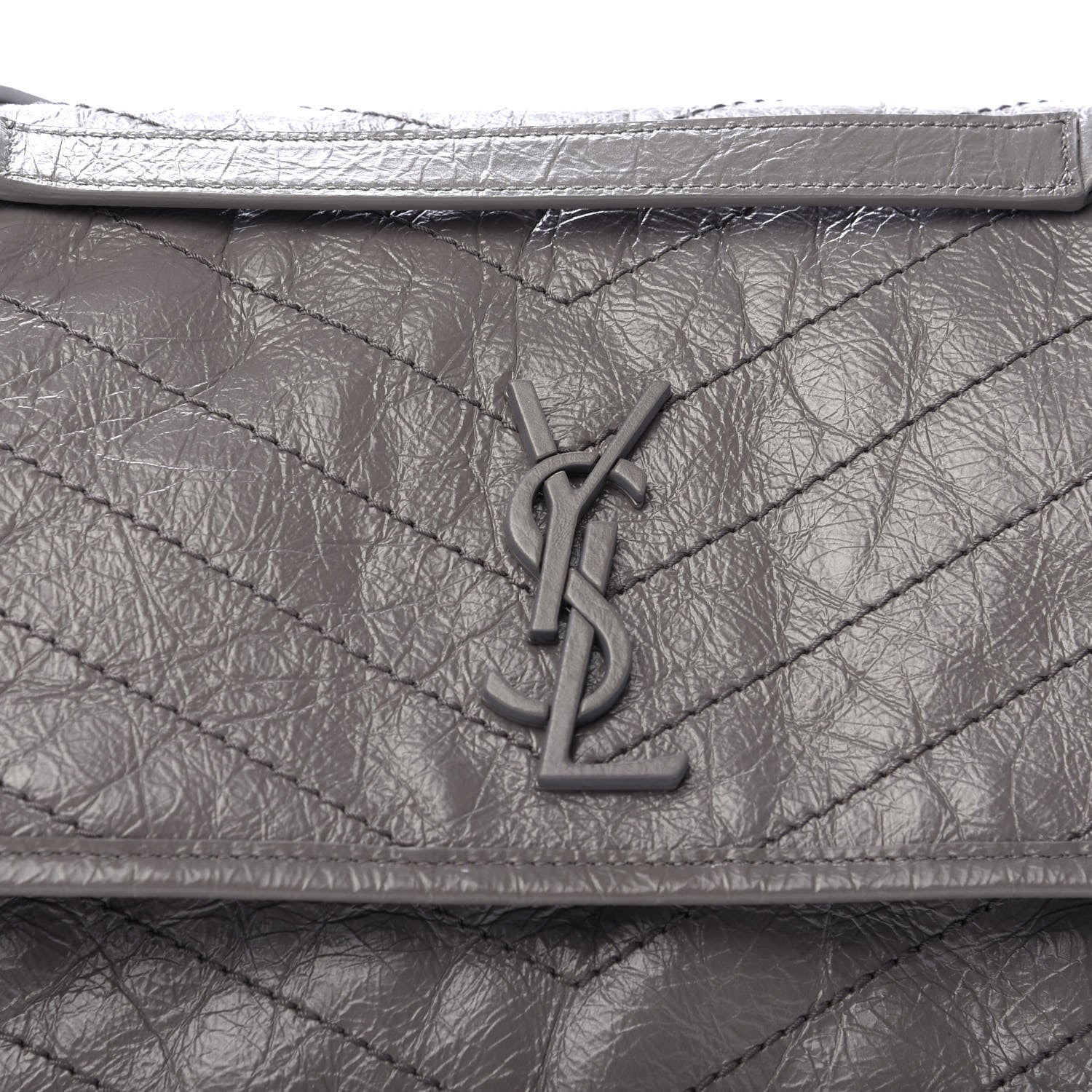 Saint Laurent Crinkled Calfskin Matelasse Monogram Medium Niki Chain Satchel Fog 11 of 11