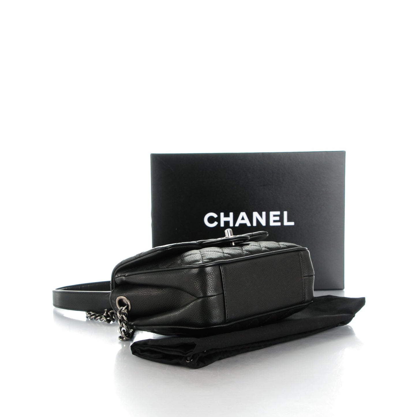 Caviar Quilted Small Rock In Rome Flap Black