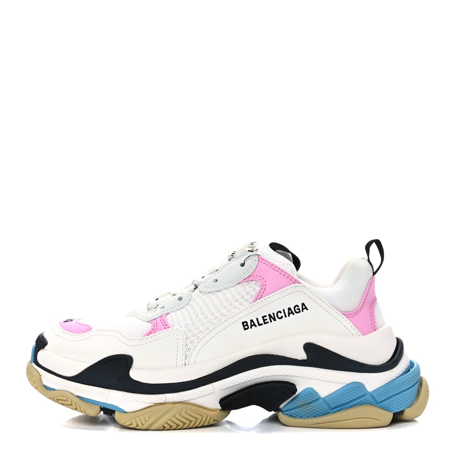 Fabric Mesh Washed Effect Womens Triple S Sneakers 40 Pink White Blue