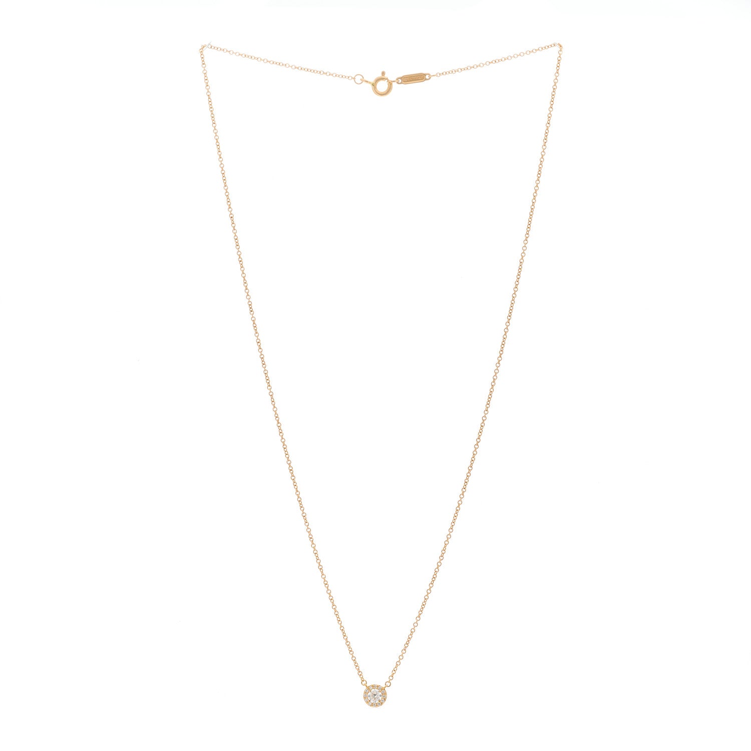 Tiffany 18K Rose Gold Diamond .16ctw Circlet Pendant Necklace 2 of 5