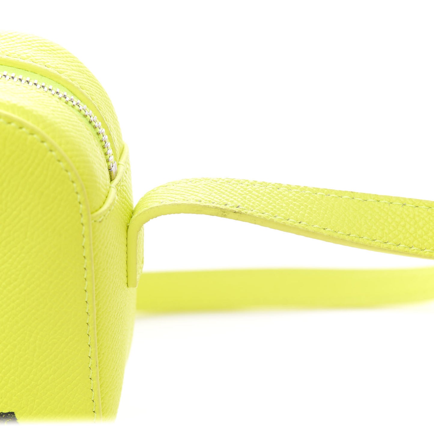 Signature Grained Calfskin Logo XS Ville Camera Bag Acid Green Black