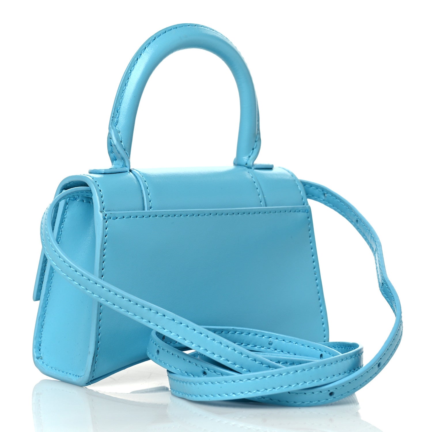 Balenciaga Shiny Box Calfskin Tonal B Hourglass Top Handle Bag Mini Azur 3 of 12