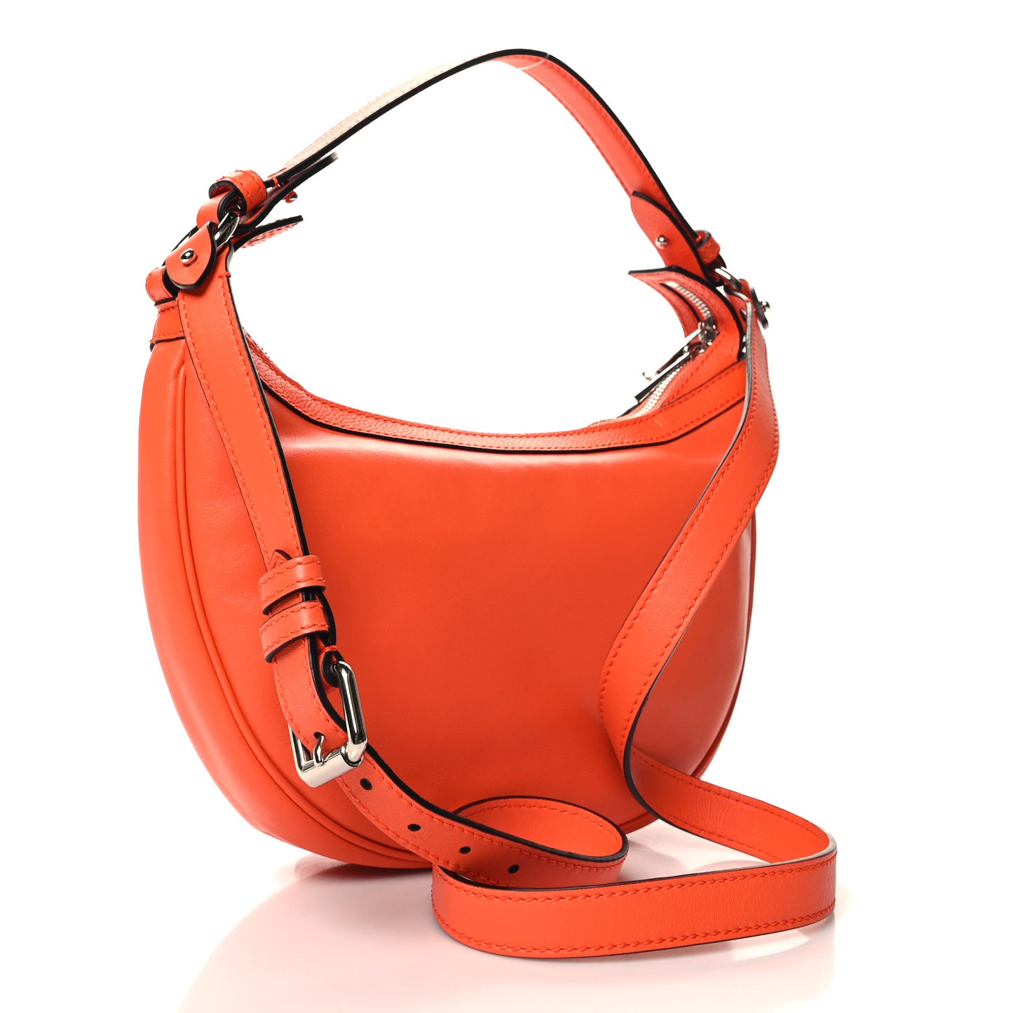 Calfskin Small Repeat Zip Hobo Orange