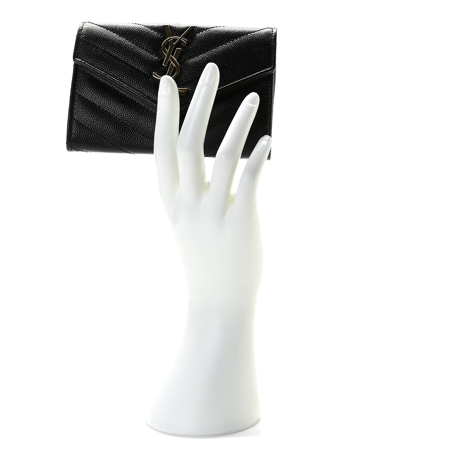 Saint Laurent Grain De Poudre Matelasse Chevron Small Monogram Envelope Wallet Black 7 of 8