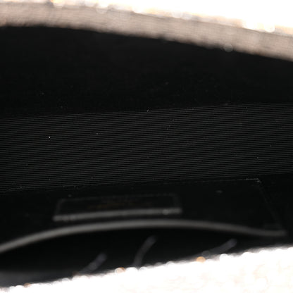 Saint Laurent Metallic Canvas Woven Classic Monogram Kate Tassel Clutch Ciad Argento 5 of 12