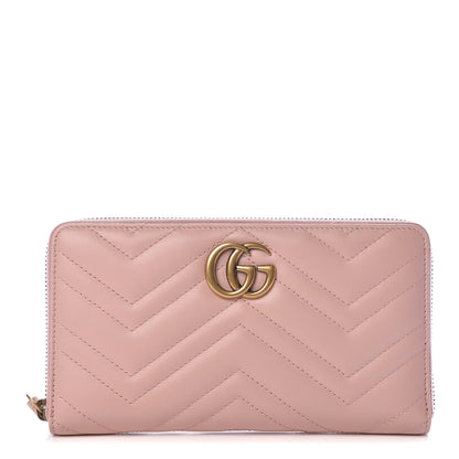 Gucci Calfskin Matelasse GG Marmont Zip Around Organizer Wallet Perfect Pink 1 of 9
