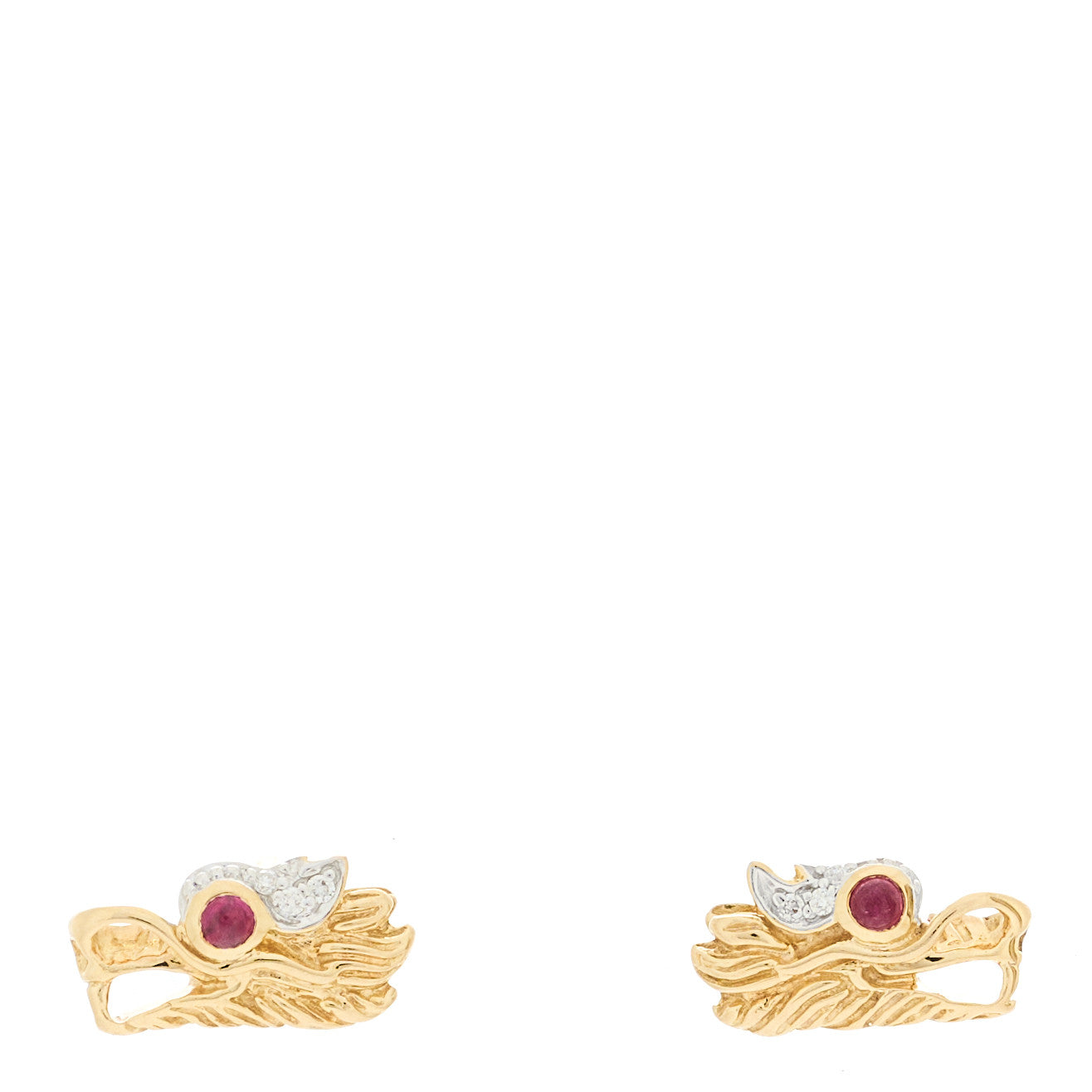 John Hardy 18K Yellow Gold Diamond Ruby Legends Naga Earrings 1 of 4