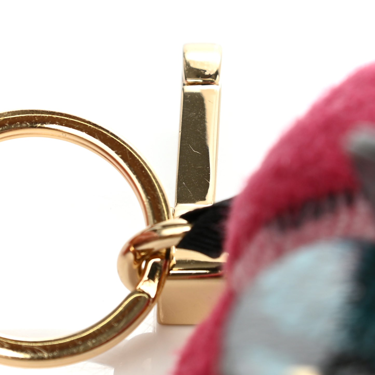 Cashmere Check Calfskin Crystal Concertina Thomas Bear Bag Charm Fuchsia Pink