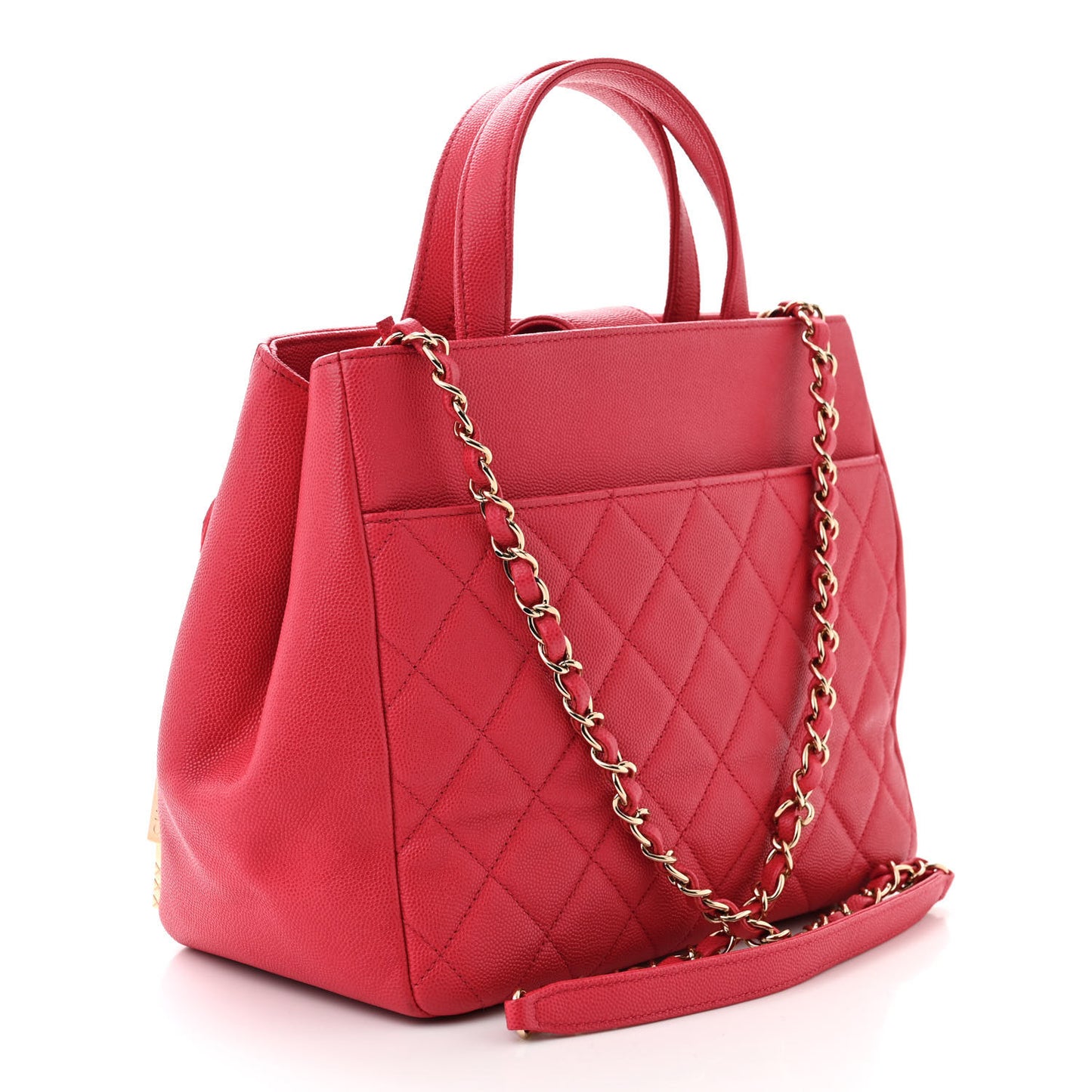Caviar Quilted Small Business Affinity Shopping Bag Red