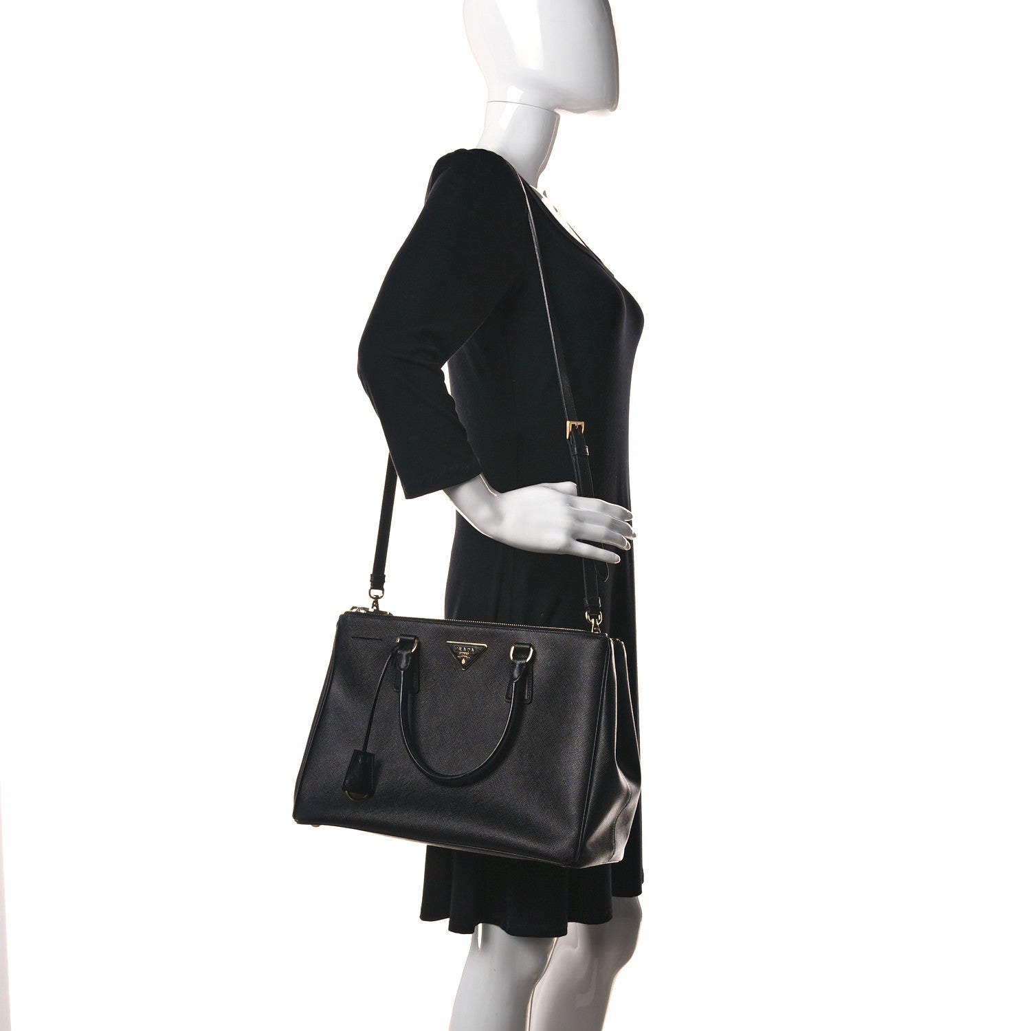 Prada Saffiano Medium Galleria Double Zip Tote Black 2 of 10