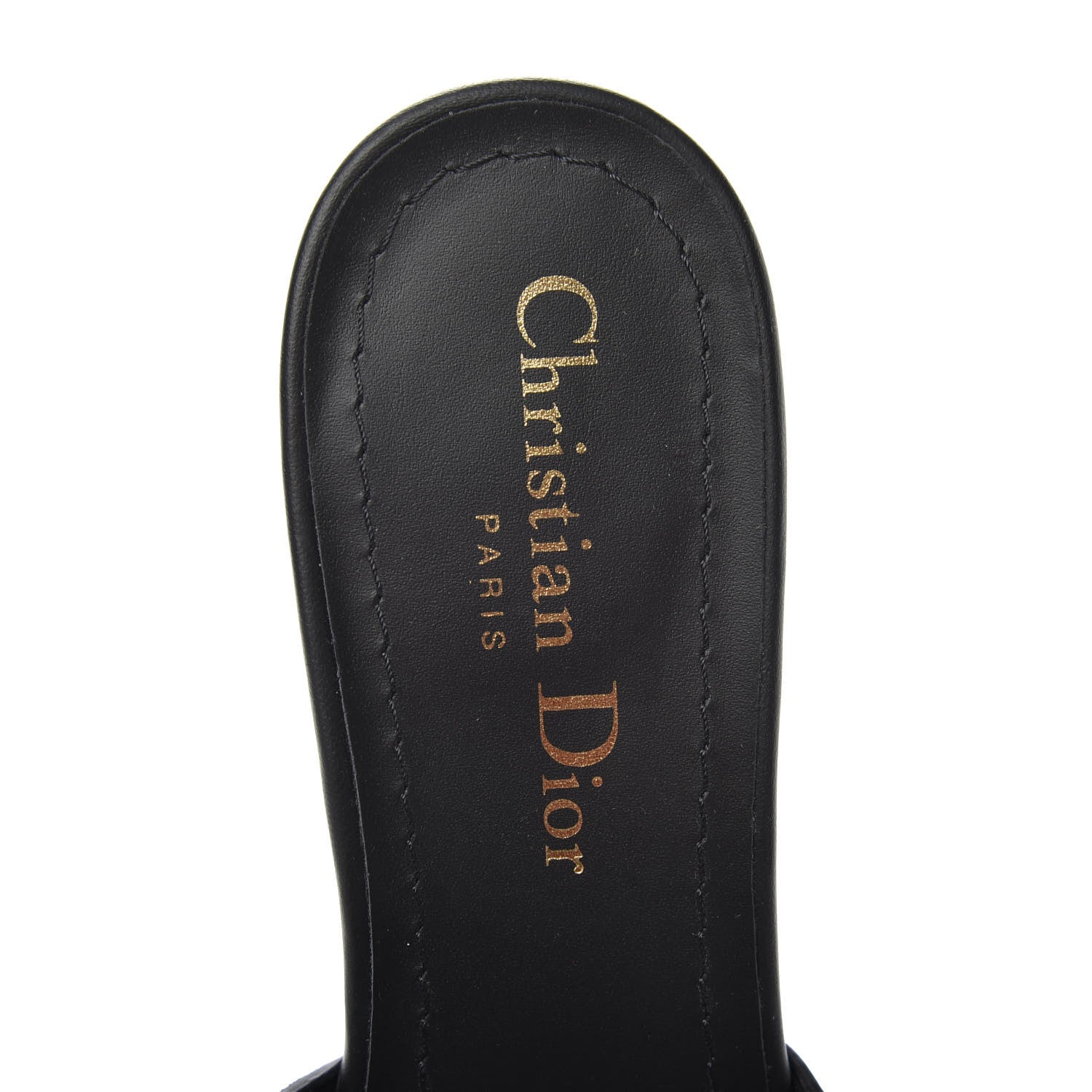 Christian Dior Calfskin 30 Montaigne Mid-Heel Slide Sandals 37 Black 7 of 8