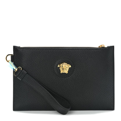 Versace Grained Calfskin La Medusa Pouch Black 1 of 7