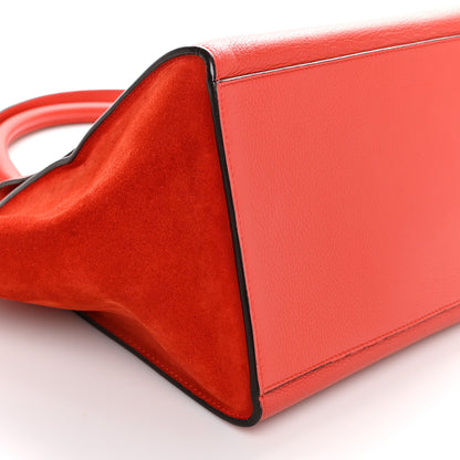 Celine Drummed Calfskin Suede Medium Trapeze Vermillion 8 of 9
