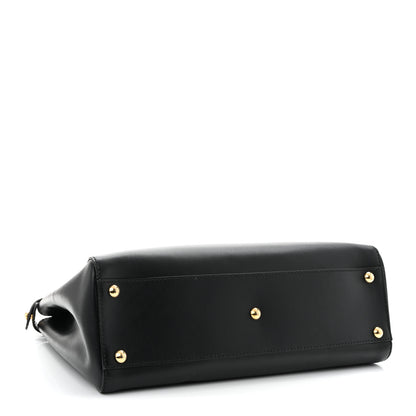 Fendi Vitello Morgan Fabric Jacquard Pequin Medium Peekaboo Iconic Satchel Black Tobacco 4 of 11
