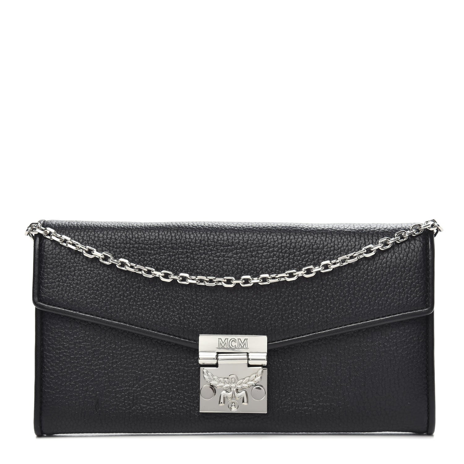 MCM Grained Calfskin Large Patricia Wallet On Chain Black 1 of 10
