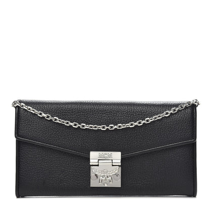 MCM Grained Calfskin Large Patricia Wallet On Chain Black 1 of 10