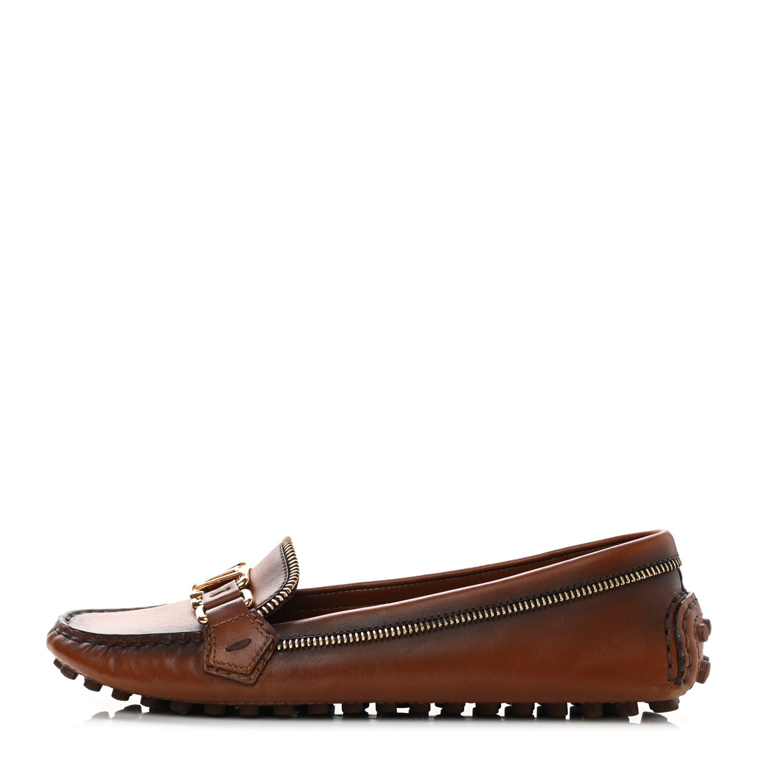 Louis Vuitton Calfskin Zipper Oxford Loafers 37 Cognac 1 of 8