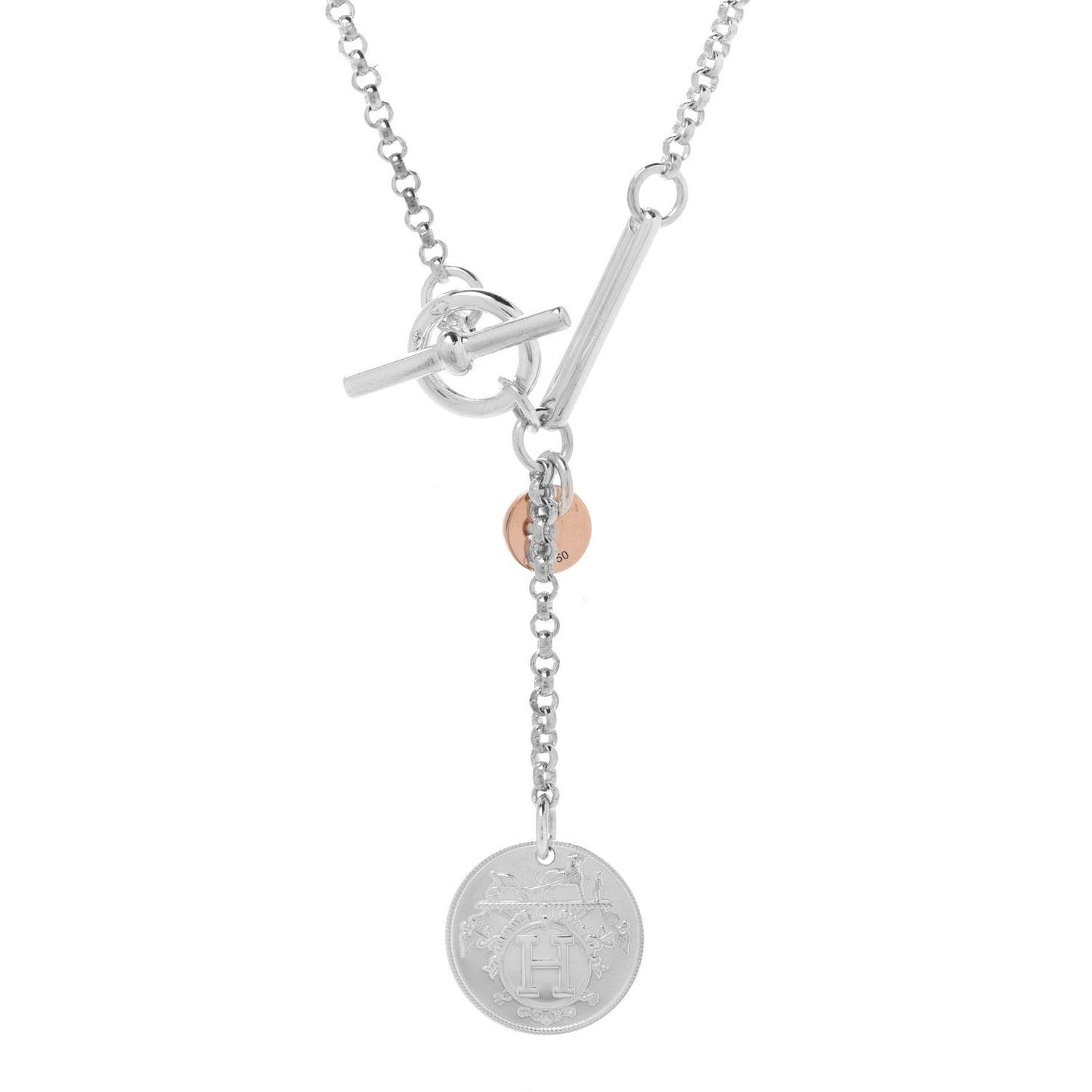 Sterling Silver 18K Rose Gold PM Ex-Libris Pendant Necklace