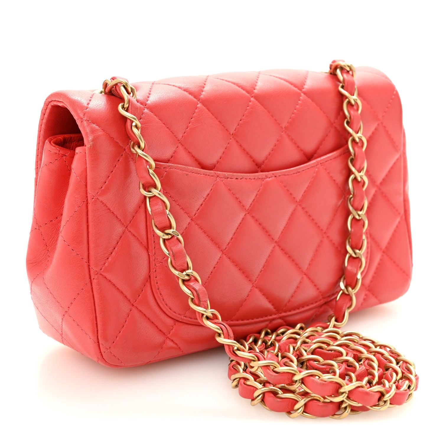 Chanel Lambskin Quilted Mini Rectangular Flap Red 3 of 12
