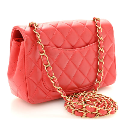 Chanel Lambskin Quilted Mini Rectangular Flap Red 3 of 12